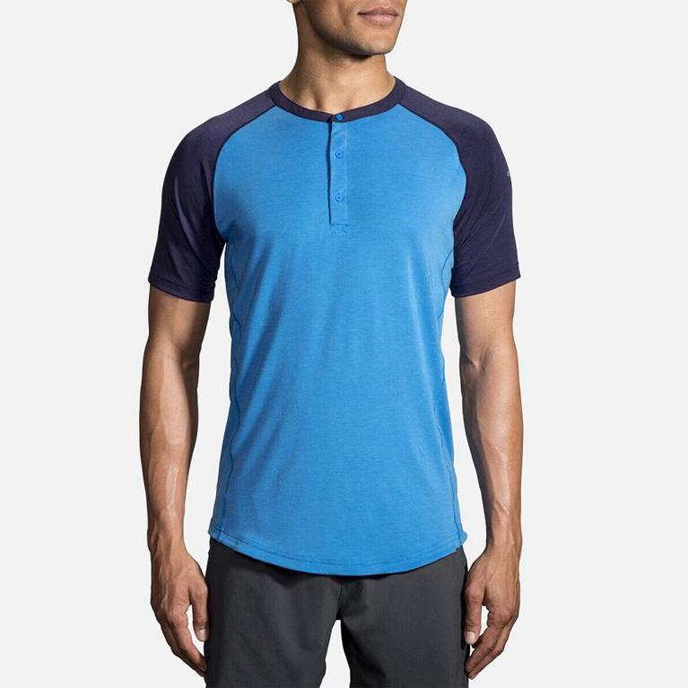 Brooks Cadence Mens Short Sleeve Running Shirt - Blue - Indonesia (AYLT-70219)